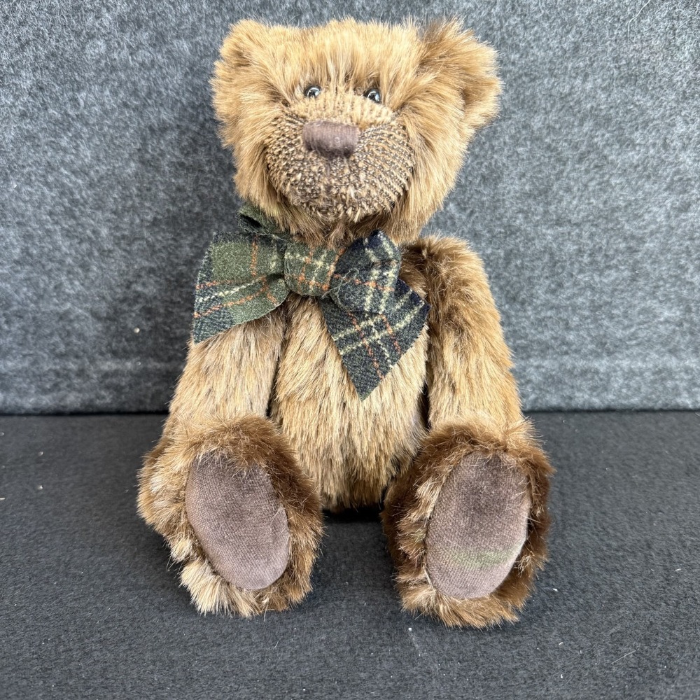 Vintage Gund "Nesbit" 15054 America's Teddy Bear Plush Brown Plaid Bow NWT 12"